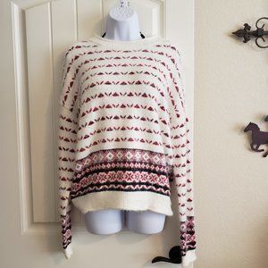 Copper Key Fuzzy Soft White/Red Sweater NWT